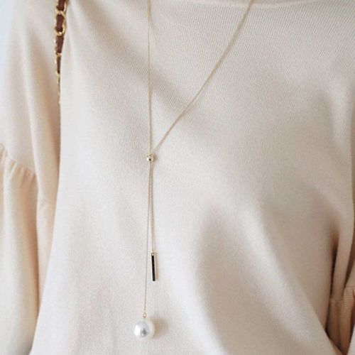 Collier avec pendentif fausse perle & rectangle breloque - SHEIN - Modalova