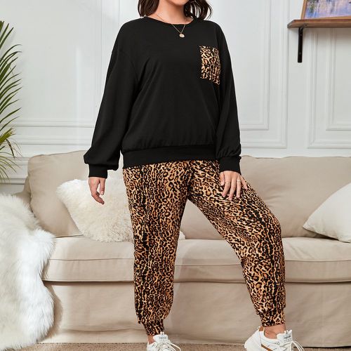 Pantalon de survêtement & Sweat-shirt à léopard à poche - SHEIN - Modalova