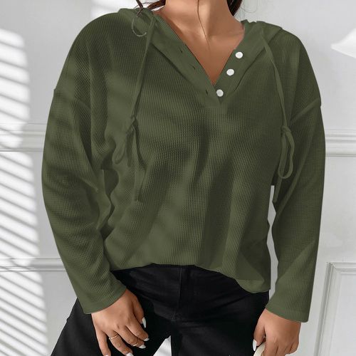Sweat-shirt à capuche en maille gaufrée à cordon - SHEIN - Modalova