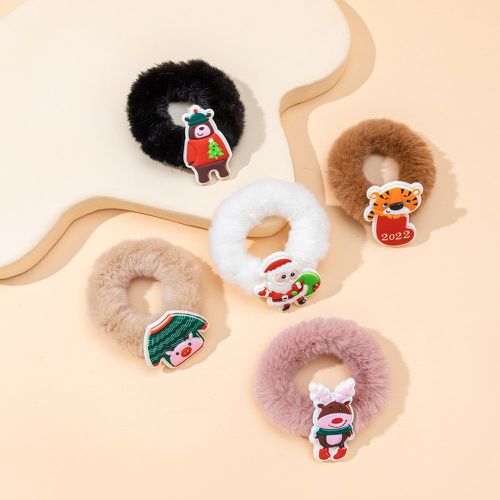 Pièces Élastique à cheveux avec renne de Noël et père Noël duveteux - SHEIN - Modalova