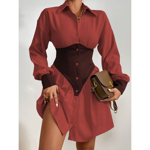 Robe chemise à blocs de couleurs - SHEIN - Modalova