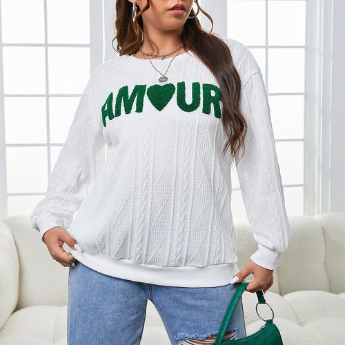 Sweat-shirt à lettres en tricot torsadé - SHEIN - Modalova