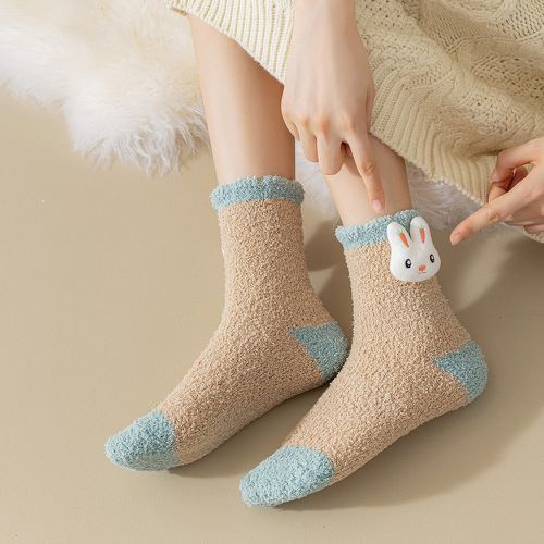 Chaussettes duveteuses à détail lapin - SHEIN - Modalova