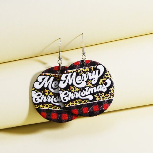 Pendants d'oreilles ronds Noël graphique de slogan - SHEIN - Modalova