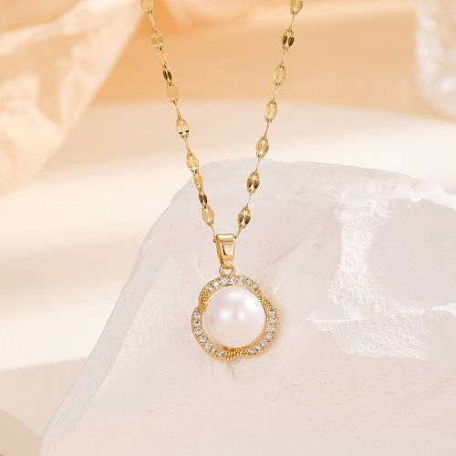 Collier zircone cubique & à fausse perle à pendentif fleur - SHEIN - Modalova