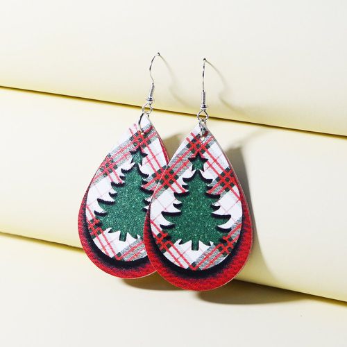Boucles d'oreilles à design goutte d'eau arbre de Noël & à carreaux - SHEIN - Modalova