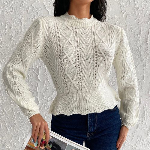 Pull en tricot losangé à volants - SHEIN - Modalova