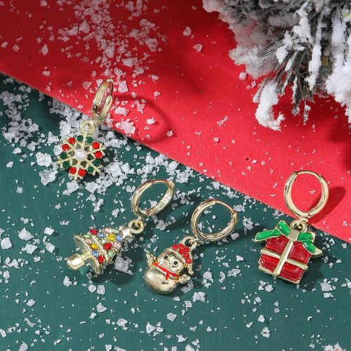 Pièces Noël avec strass flocon de neige & Boîte à cadeau Pendant d'oreille - SHEIN - Modalova
