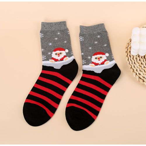 Chaussettes à motif père Noël à rayures - SHEIN - Modalova