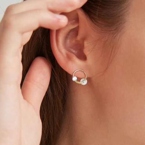 Clous d'oreilles à strass et fausses perles rond - SHEIN - Modalova
