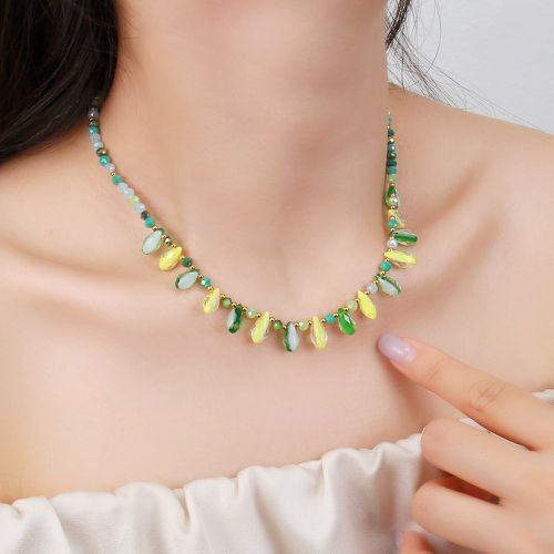 Collier à perles de couleur aléatoire à détail goutte d'eau - SHEIN - Modalova
