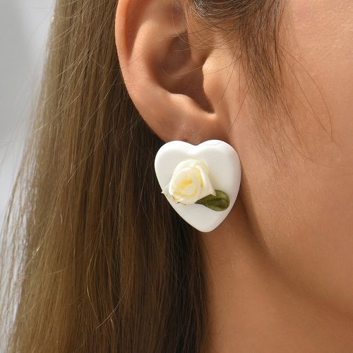 Clous d'oreilles à fleur design cœur - SHEIN - Modalova
