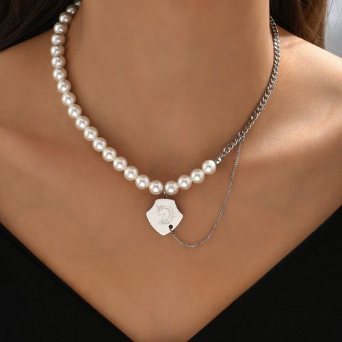 Collier avec pendentif à fausse perle licorne - SHEIN - Modalova