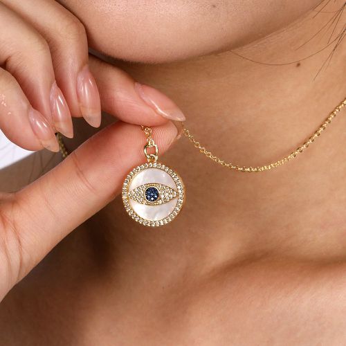 Collier zircone cubique à détail yeux à pendentif rond - SHEIN - Modalova
