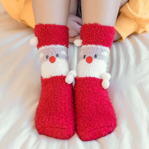 Chaussettes à motif père Noël à pompons duveteux - SHEIN - Modalova