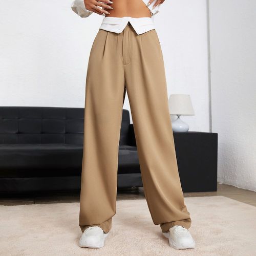 Pantalon ample à plis à blocs de couleurs - SHEIN - Modalova