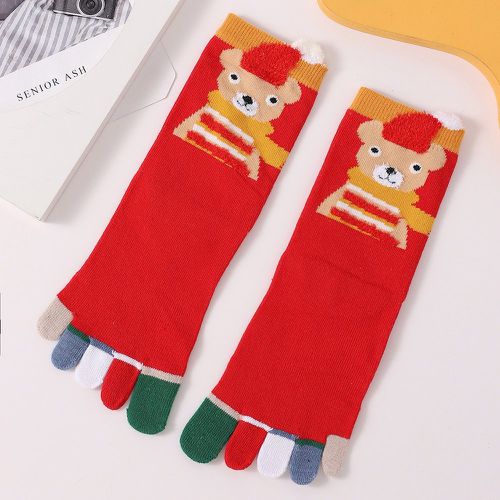 Chaussettes à orteils Noël à imprimé ours dessin animé - SHEIN - Modalova