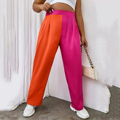 Pantalon bicolore à détail plié - SHEIN - Modalova