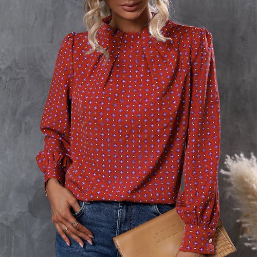 Blouse à imprimé à col montant manches bouffantes - SHEIN - Modalova