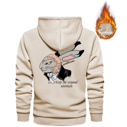 Sweat-shirt à capuche thermique lapin et graphique de slogan à cordon - SHEIN - Modalova