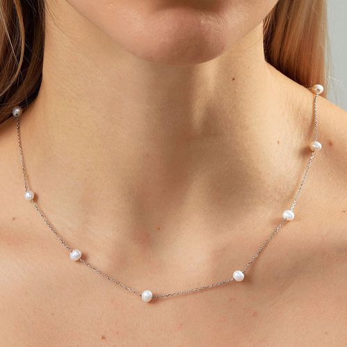 Collier plaqué platine avec perles naturelles - SHEIN - Modalova