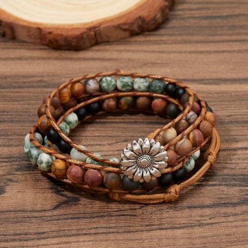 Bracelet perlé de couleur aléatoire à fleur - SHEIN - Modalova