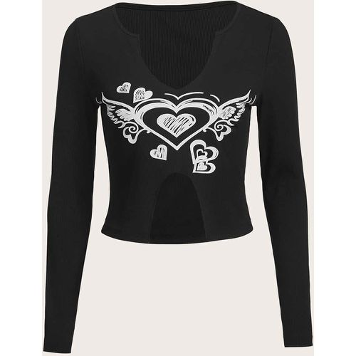 T-shirt à imprimé cœur asymétrique - SHEIN - Modalova