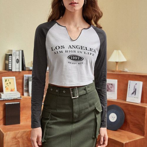 T-shirt à lettres manches raglan - SHEIN - Modalova