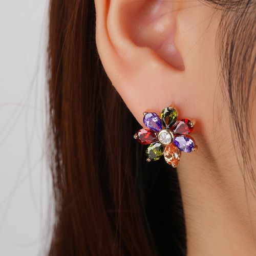 Clous d'oreilles avec fleur zircone cubique - SHEIN - Modalova