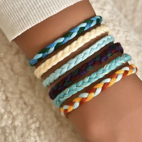 Pièces Bracelet tressé à blocs de couleurs - SHEIN - Modalova