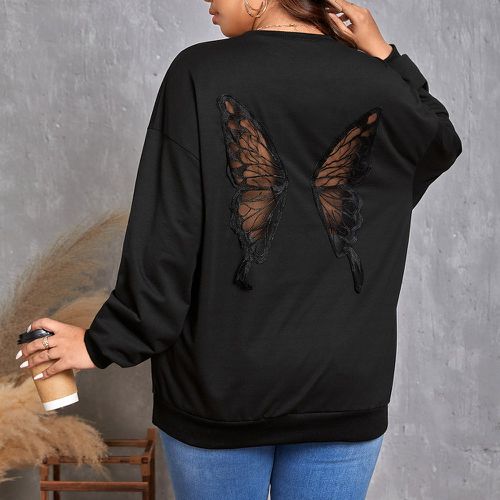 Sweat-shirt papillon avec tulle - SHEIN - Modalova