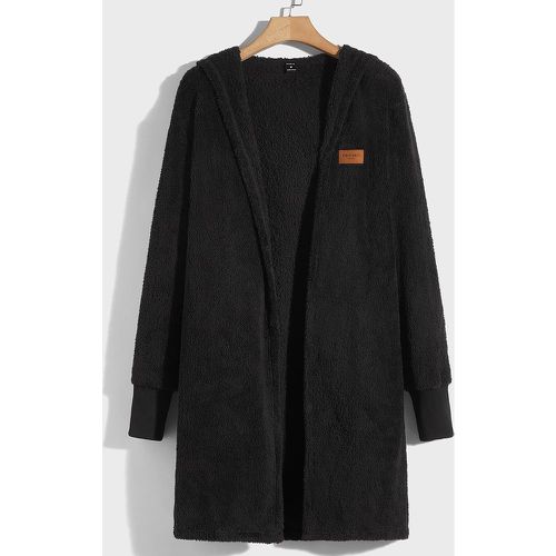 Manteau duveteux à applique ouvert à capuche - SHEIN - Modalova