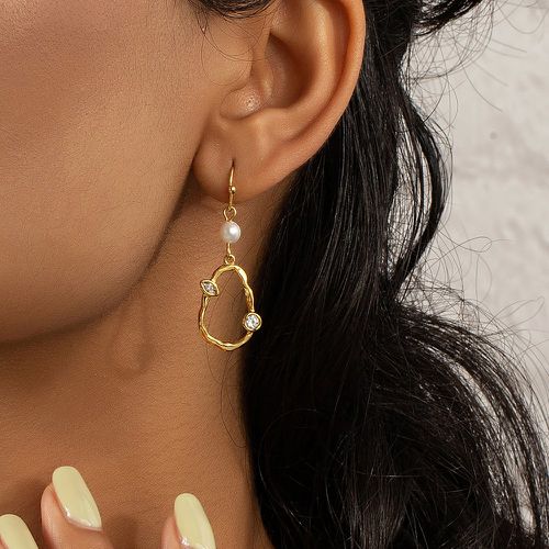 Pendants d'oreilles géométriques à strass & perle de culture - SHEIN - Modalova