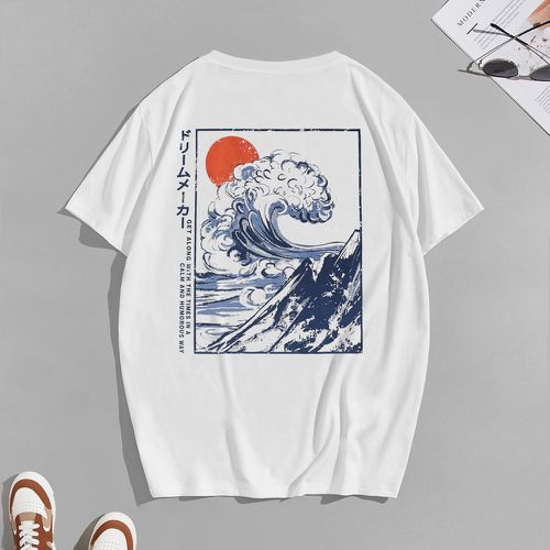 T-shirt vague et lettre japonaise - SHEIN - Modalova