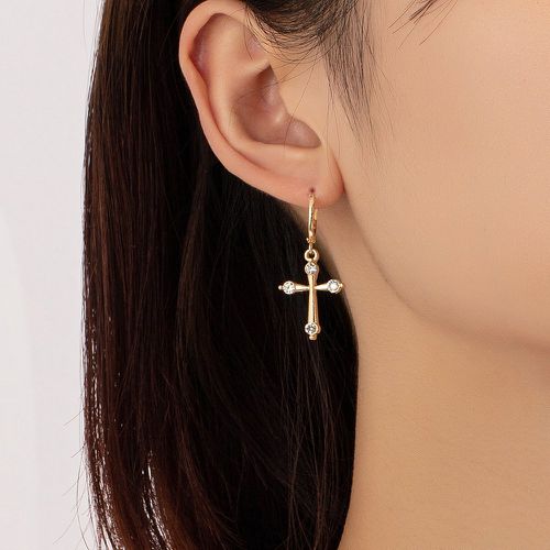Pendants d'oreilles à design croix avec strass - SHEIN - Modalova