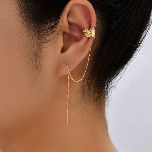 Pièces Boucles d'oreilles enfileur à design feuille à chaîne - SHEIN - Modalova