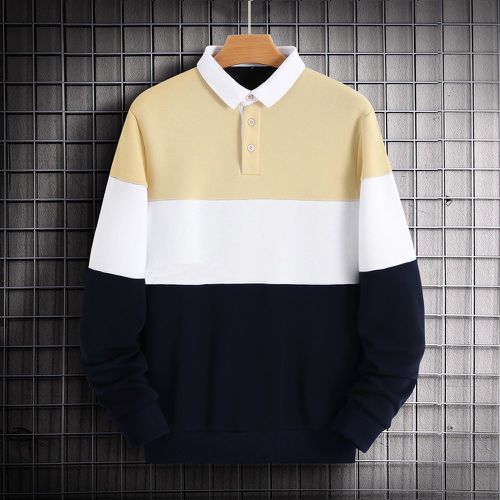 Sweat-shirt à blocs de couleurs col polo - SHEIN - Modalova