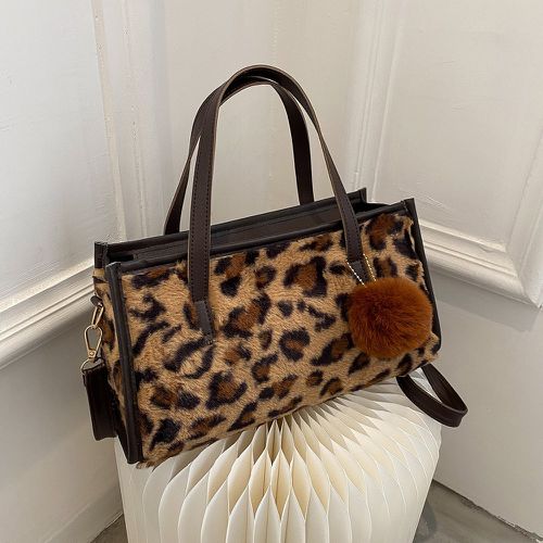 Sac carré à motif léopard avec breloque de sac - SHEIN - Modalova