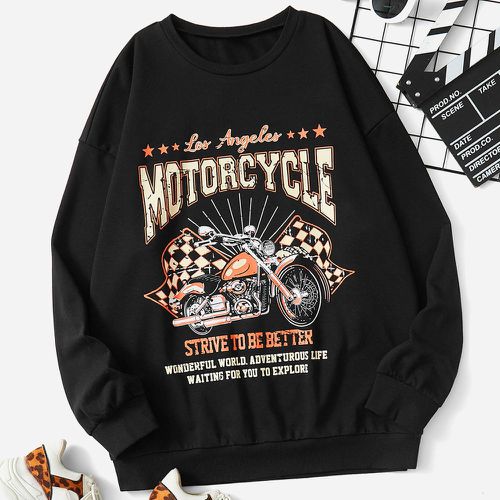 Sweat-shirt moto et lettre - SHEIN - Modalova