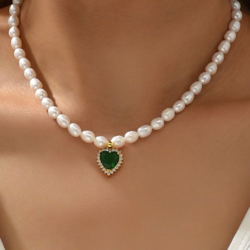 Collier à perles à breloque cœur perle de culture - SHEIN - Modalova