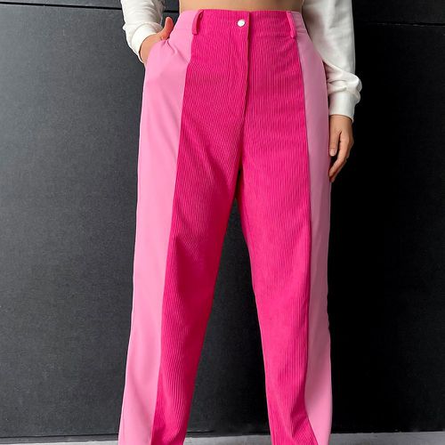 Pantalon bicolore en velours côtelé - SHEIN - Modalova