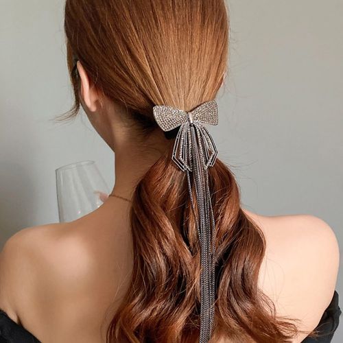 Épingle à cheveux à strass à nœud & à franges en métal - SHEIN - Modalova