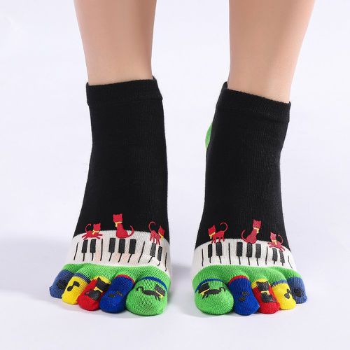 Chaussettes à orteils chat dessin animé & clé de piano motif - SHEIN - Modalova