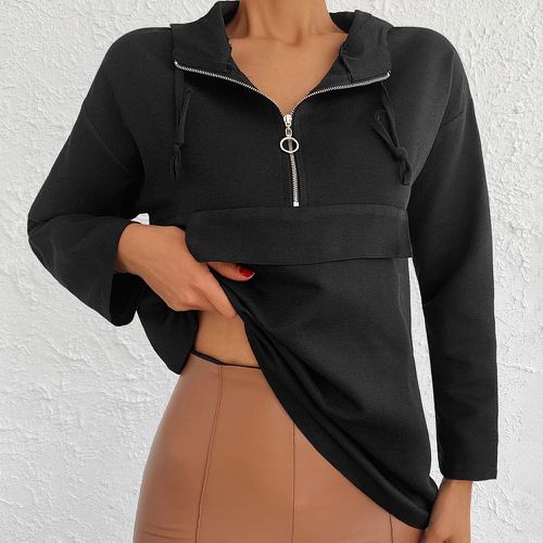 Sweat-shirt à capuche zippé à cordon - SHEIN - Modalova