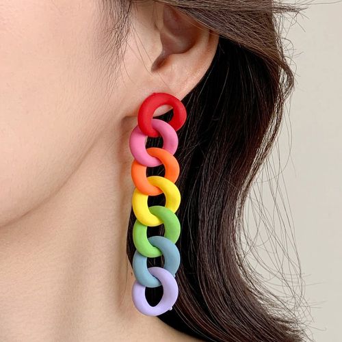 Pendants d'oreilles à blocs de couleurs chaîne - SHEIN - Modalova
