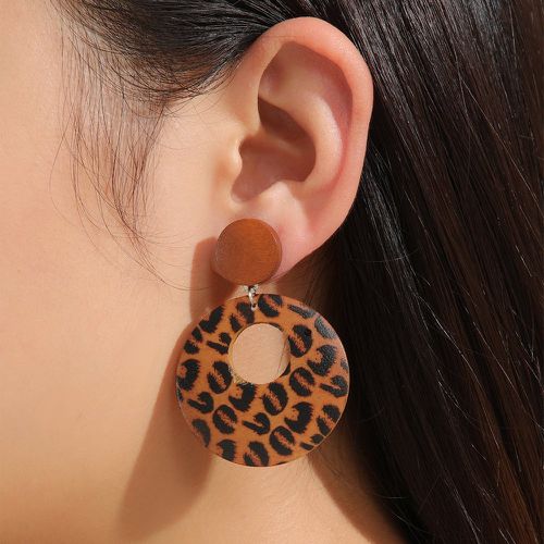 Pendants d'oreilles à motif léopard à détail rond - SHEIN - Modalova