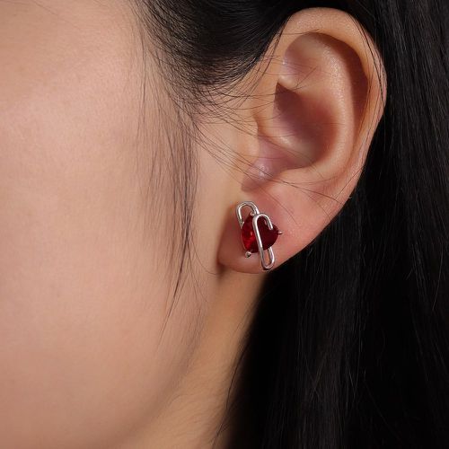 Clous d'oreilles zircone cubique design cœur - SHEIN - Modalova