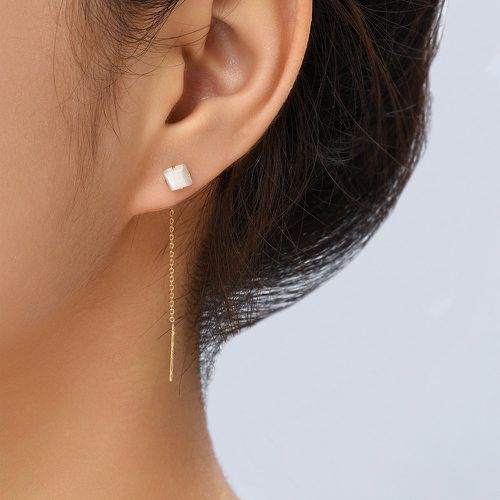 Boucles d'oreilles enfileur à détail carré - SHEIN - Modalova