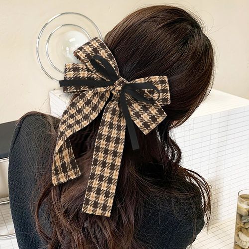 Pince à cheveux française à carreaux à nœud papillon - SHEIN - Modalova