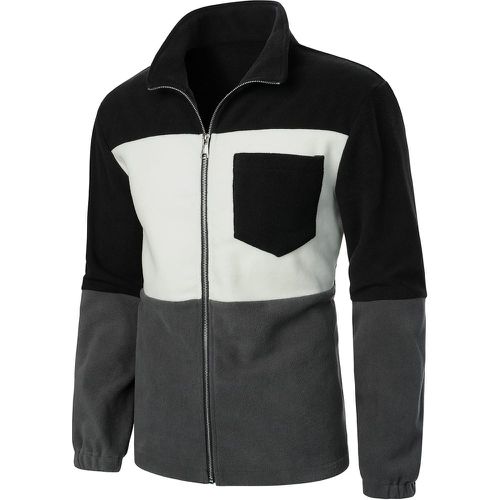 Manteau à blocs de couleurs patch à poche zippé - SHEIN - Modalova